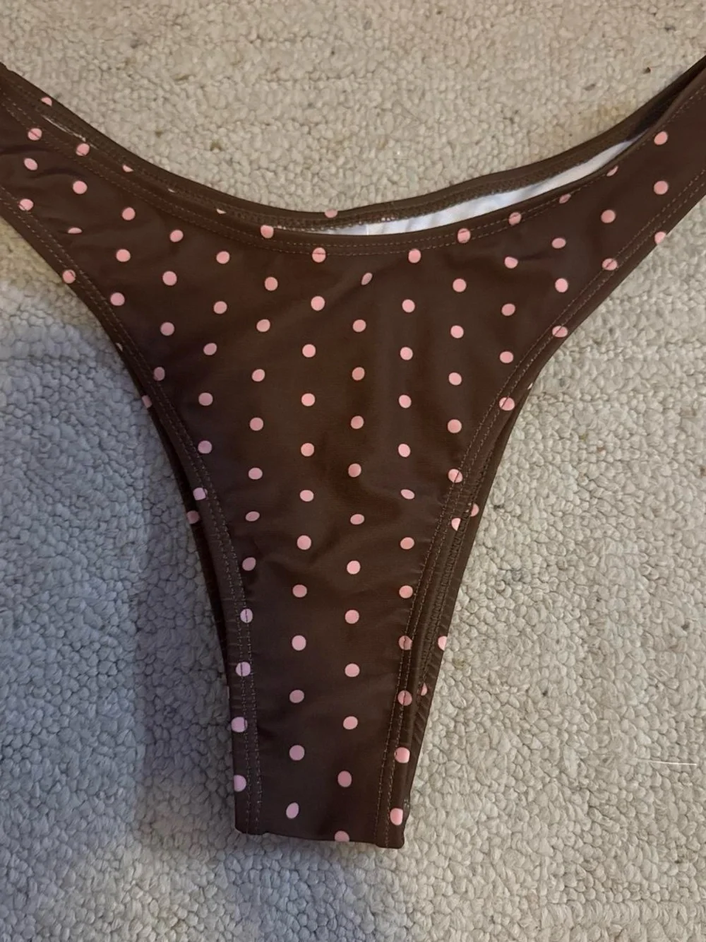 SHEIN Brown Bikini Bottom with Pink Polka Dots
